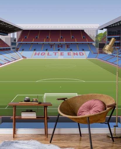 blue, maroon and green aston villa wallpaper mural called Villa Park Football Stadium for teen bedrooms, man caves and home offices