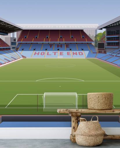 blue, maroon and green aston villa wallpaper mural called Villa Park Football Stadium for teen bedrooms, man caves and home offices