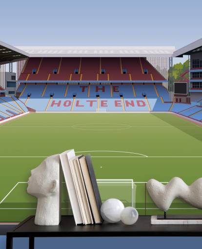 blue, maroon and green aston villa wallpaper mural called Villa Park Football Stadium for teen bedrooms, man caves and home offices