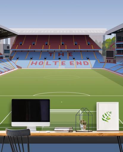blue, maroon and green aston villa wallpaper mural called Villa Park Football Stadium for teen bedrooms, man caves and home offices
