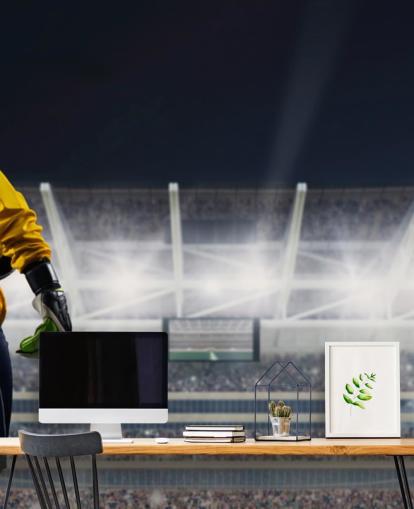 voetbalmuurschildering genaamd Goalkeeper voor slaapkamers, sportclubs en scholen