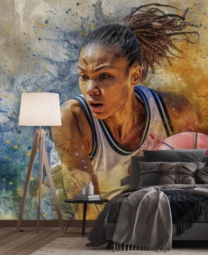 papier peint mural de basket-ball appelé Basketball Player in Action pour les chambres d'enfants et les clubs de sport