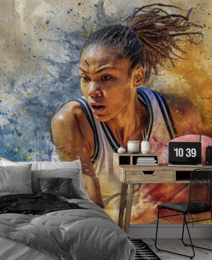 basketball wallpaper mural called Basketball Player in Action for kids bedrooms and sports clubs