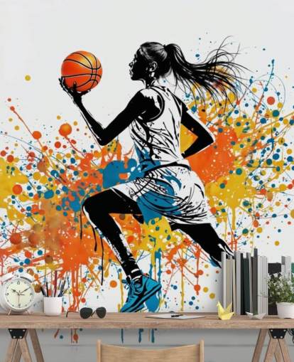 anpassningsbar basket tapet väggmålning kallad Abstract Grunge Basketball för sovrum och skolor anpassningsbar basket tapet väggmålning kallad Abstract Grunge Basketball för sovrum och skolor