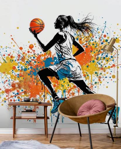 tilpasselig basketball tapet vægmaleri kaldet Abstract Grunge Basketball til soveværelser og skoler tilpasselig basketball tapet vægmaleri kaldet Abstract Grunge Basketball til soveværelser og skoler