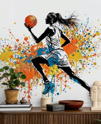 carta da parati murale personalizzabile con pallacanestro chiamato Abstract Grunge Basketball per camere da letto e scuole carta da parati murale personalizzabile con pallacanestro chiamato Abstract Grunge Basketball per camere da letto e scuole