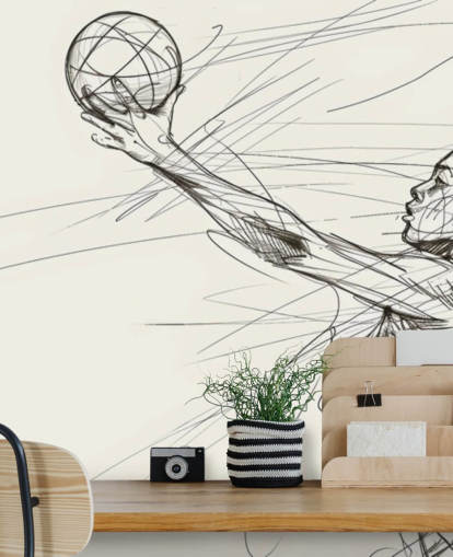 schwarz-weiße Netzball-Tapetentapete mit dem Titel Netball für Schlafzimmer und Sportvereine