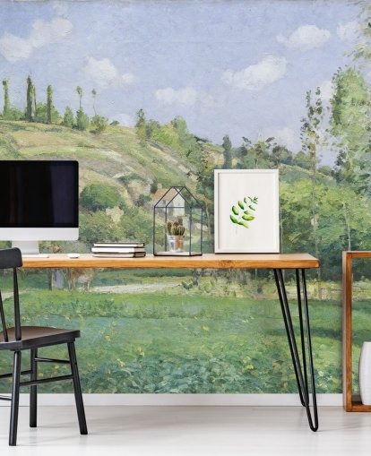 kunstveggmaleri kalt A Cowherd at Valhermeil av Camille Pissarro for stuer og soverom