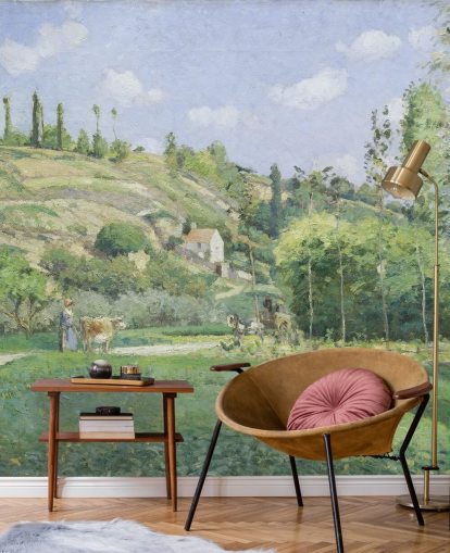 murale d'arte chiamato A Cowherd at Valhermeil di Camille Pissarro per salotti e camere da letto