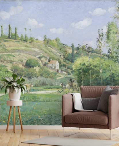 murale d'arte chiamato A Cowherd at Valhermeil di Camille Pissarro per salotti e camere da letto
