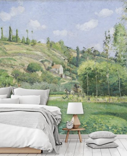 murale d'arte chiamato A Cowherd at Valhermeil di Camille Pissarro per salotti e camere da letto