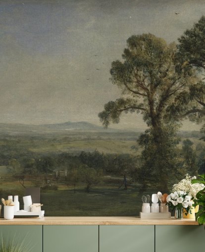 mural de pared de bellas artes llamado Bardon Hill, Coleorton Hall de John Constable para dormitorios y oficinas en casa