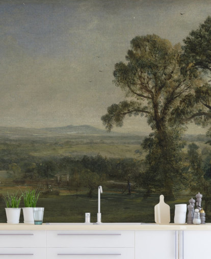 mural de parede de belas artes chamado Bardon Hill, Coleorton Hall de John Constable para quartos e escritórios domésticos