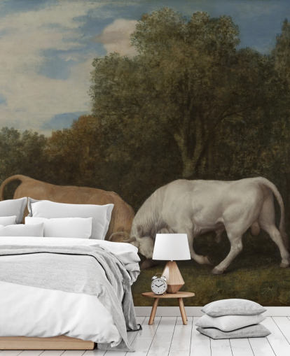 carta da parati fine art chiamata Bulls Fighting di George Stubbs per camere da letto e salotti carta da parati fine art chiamata Bulls Fighting di George Stubbs per camere da letto e salotti