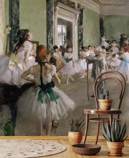 fine art wallpaper called The Dance Class by Edgar Degas for bedrooms and living rooms