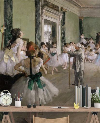 Edgar Degasin taide-taustakuva nimeltä The Dance Class makuuhuoneisiin ja olohuoneisiin Edgar Degasin taide-taustakuva nimeltä The Dance Class makuuhuoneisiin ja olohuoneisiin