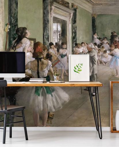 Kunsttapete namens The Dance Class von Edgar Degas für Schlafzimmer und Wohnzimmer Kunsttapete namens The Dance Class von Edgar Degas für Schlafzimmer und Wohnzimmer