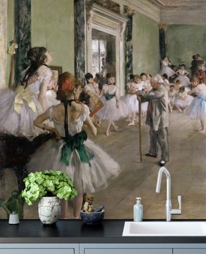fine art wallpaper called The Dance Class by Edgar Degas for bedrooms and living rooms