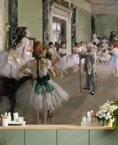 kunsttapet kaldet The Dance Class af Edgar Degas til soveværelser og stuer