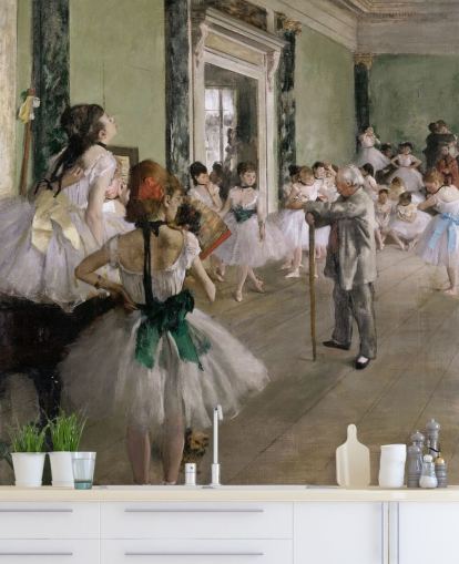 fine art wallpaper called The Dance Class by Edgar Degas for bedrooms and living rooms