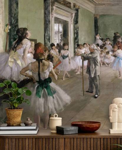 papel pintado de bellas artes llamado The Dance Class de Edgar Degas para dormitorios y salas de estar