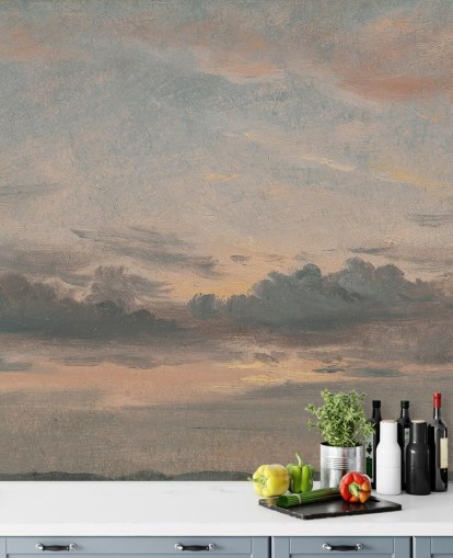 mural de papel pintado de bellas artes llamado A Cloud Study, Sunset de John Constable para dormitorios y salas de estar