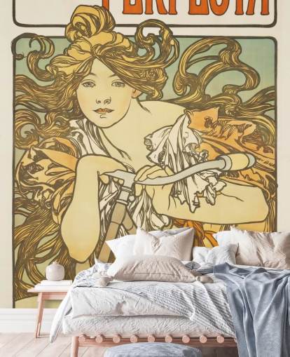 kunsttapet veggmaleri Cycles Perfecta av Alphonse Mucha for stuer og soverom