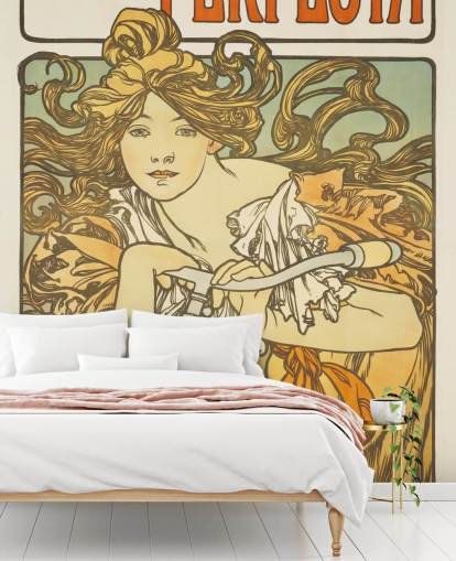 fine art wallpaper mural Cycles Perfecta by Alphonse Mucha for living rooms and bedrooms