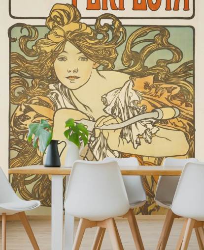 fine art wallpaper mural Cycles Perfecta by Alphonse Mucha for living rooms and bedrooms fine art wallpaper mural Cycles Perfecta by Alphonse Mucha for living rooms and bedrooms