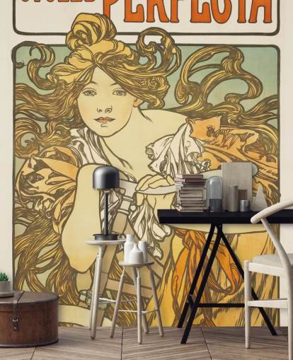 carta da parati murale d'arte Cycles Perfecta di Alphonse Mucha per salotti e camere da letto carta da parati murale d'arte Cycles Perfecta di Alphonse Mucha per salotti e camere da letto
