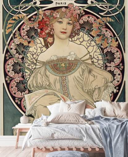 mural de pared de bellas artes llamado F. Champenois Imprimeur-Editeur de Alphonse Mucha