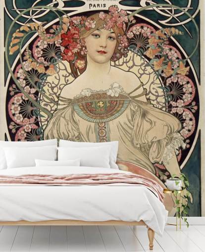 kunstmuurschildering genaamd F. Champenois Imprimeur-Editeur van Alphonse Mucha kunstmuurschildering genaamd F. Champenois Imprimeur-Editeur van Alphonse Mucha