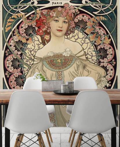 mural de pared de bellas artes llamado F. Champenois Imprimeur-Editeur de Alphonse Mucha