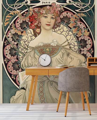 kunstmuurschildering genaamd F. Champenois Imprimeur-Editeur van Alphonse Mucha