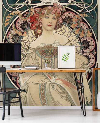 mural de pared de bellas artes llamado F. Champenois Imprimeur-Editeur de Alphonse Mucha