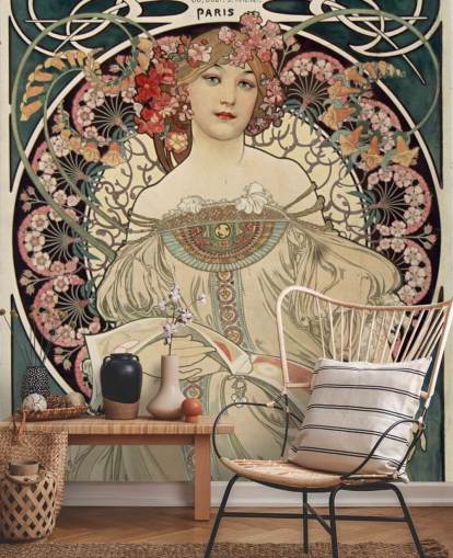 kunstvægmaleri kaldet F. Champenois Imprimeur-Editeur af Alphonse Mucha