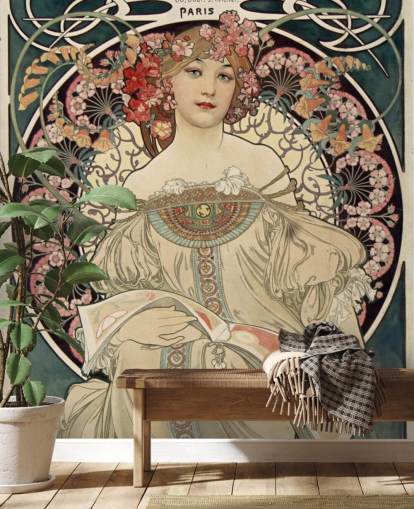 kunstmuurschildering genaamd F. Champenois Imprimeur-Editeur van Alphonse Mucha