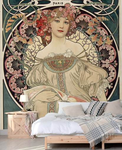 mural de pared de bellas artes llamado F. Champenois Imprimeur-Editeur de Alphonse Mucha