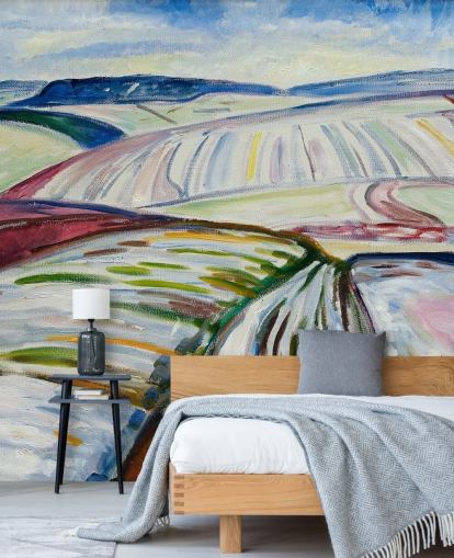 Kunsttapete mit dem Titel Field in Snow von Edvard Munch für Lounges und Küchen Kunsttapete mit dem Titel Field in Snow von Edvard Munch für Lounges und Küchen