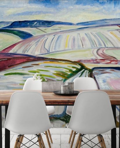 fine art wallpaper mural called Field in Snow by Edvard Munch for lounges and kitchens