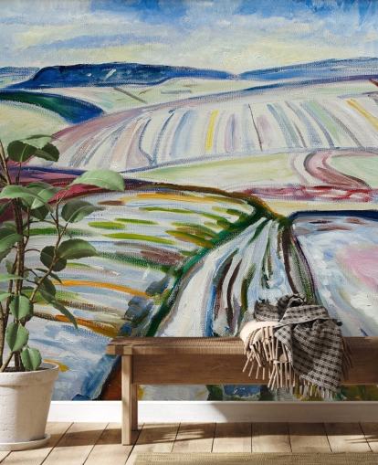 Kunsttapete mit dem Titel Field in Snow von Edvard Munch für Lounges und Küchen Kunsttapete mit dem Titel Field in Snow von Edvard Munch für Lounges und Küchen