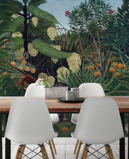 mural de papel pintado de bellas artes llamado Lucha entre un tigre y un búfalo de Henri Rousseau mural de papel pintado de bellas artes llamado Lucha entre un tigre y un búfalo de Henri Rousseau