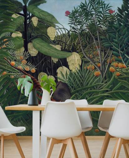 mural de papel pintado de bellas artes llamado Lucha entre un tigre y un búfalo de Henri Rousseau mural de papel pintado de bellas artes llamado Lucha entre un tigre y un búfalo de Henri Rousseau