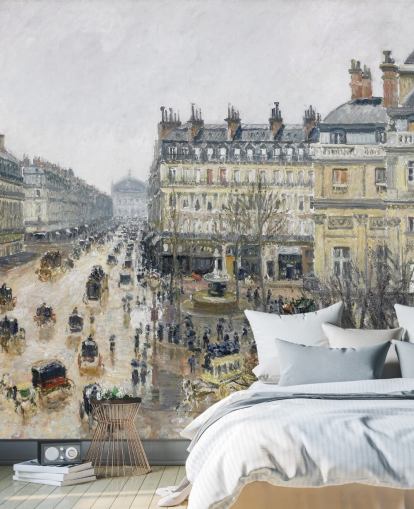 kunstvægmaleri kaldet Place du Theatre Francais af Camille Pissarro