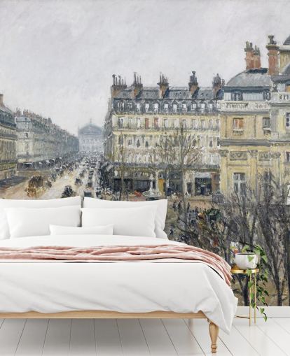 fresque murale d'art intitulée Place du Théâtre Français par Camille Pissarro