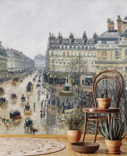 mural de parede de belas artes chamado Place du Theatre Francais de Camille Pissarro mural de parede de belas artes chamado Place du Theatre Francais de Camille Pissarro