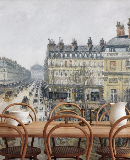 mural de parede de belas artes chamado Place du Theatre Francais de Camille Pissarro