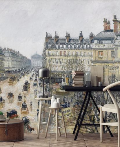 murale d'arte chiamato Place du Theatre Francais di Camille Pissarro murale d'arte chiamato Place du Theatre Francais di Camille Pissarro