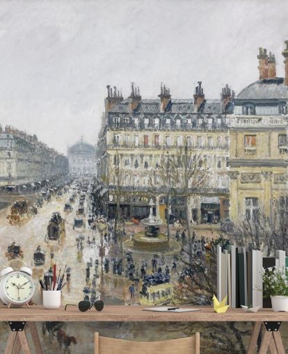 fine art wall mural called Place du Theater Francais by Camille Pissarro fine art wall mural called Place du Theater Francais by Camille Pissarro
