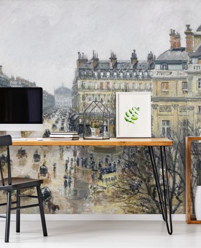 fine art wall mural called Place du Theater Francais by Camille Pissarro fine art wall mural called Place du Theater Francais by Camille Pissarro